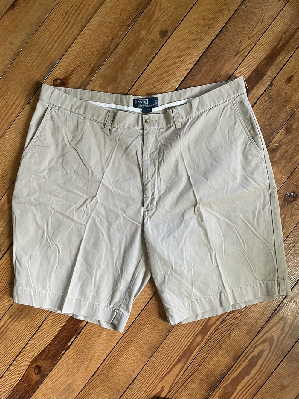 Polo by Ralph Lauren Beige Flat-Front Cotton Shorts